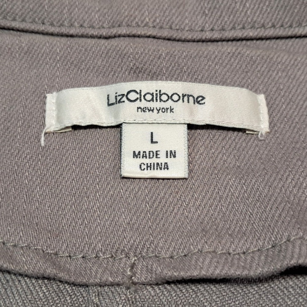 Liz Claiborne Womens Gray Full Zip Jacket Size L Collar Neck Pockets - Picture 7 of 9